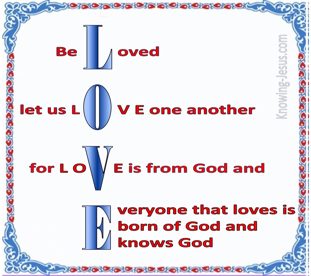 1 John 4:7 Beloved Let Us Love One Another (white)